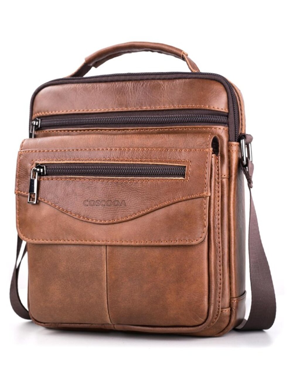 Leather Messenger Bag Men Crossbody Shoulder Satchel Travel Handbag